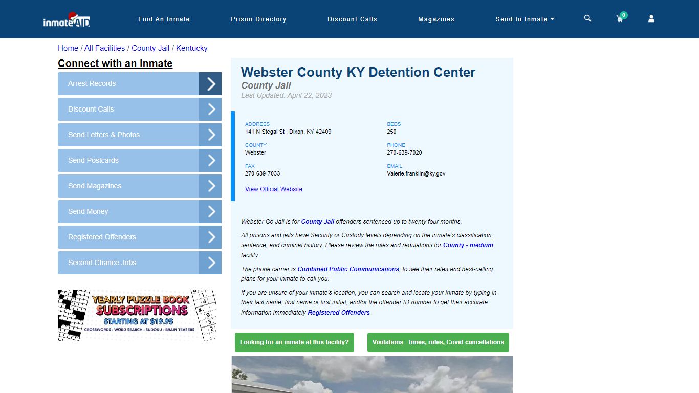 Webster County KY Detention Center - Inmate Locator - Dixon, KY