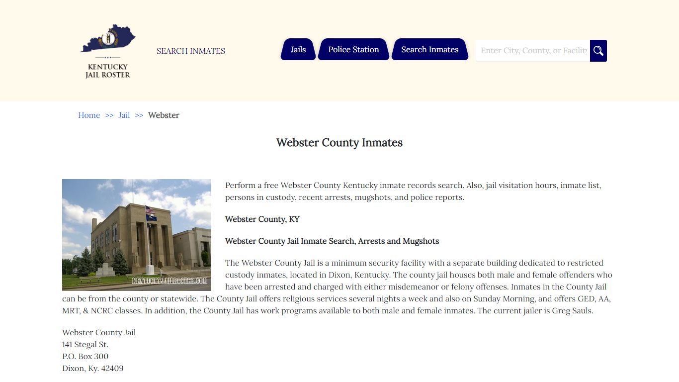 Webster County Inmates | Jail Roster Search
